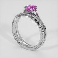0.91 Ct. Pinkish Purple Sapphire Ring, 18K White Gold 2