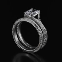 1.49 Ct. White Sapphire Ring, 18K White Gold 2