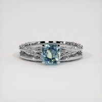 1.15 Ct. Greenish Blue Sapphire Ring, 18K White Gold 1