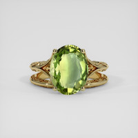 7.06 Ct. Yellowish Green Prasiolite Ring, 10K Yellow Gold 1