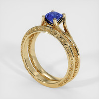 0.69 Ct. Blue Sapphire Ring, 14K Yellow Gold 2