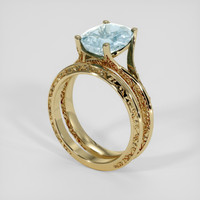 3.07 Ct. Blue Aquamarine Ring, 14K Yellow Gold 2