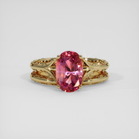 2.91 Ct. Reddish Pink Sapphire Ring, 14K Yellow Gold 1