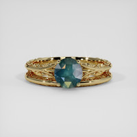 1.04 Ct. Bluish Green Sapphire Ring, 14K Yellow Gold 1