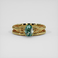 1.00 Ct. Bluish Green Sapphire Ring, 14K Yellow Gold 1