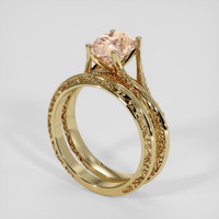 2.21 Ct. Peach Sapphire Ring, 14K Yellow Gold 2