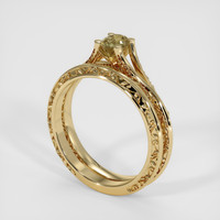 0.46 Ct. Greenish Brown Sapphire Ring, 14K Yellow Gold 2