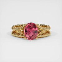 2.39 Ct. Reddish Pink Sapphire Ring, 14K Yellow Gold 1