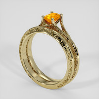 0.57 Ct. Orange Sapphire Ring, 14K Yellow Gold 2