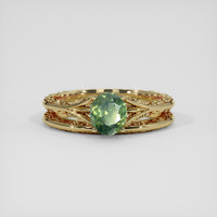 1.32 Ct. Yellowish Green Sapphire Ring, 14K Yellow Gold 1
