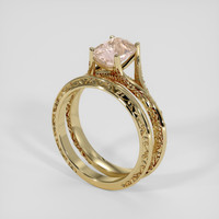 2.04 Ct. Peach Sapphire Ring, 14K Yellow Gold 2