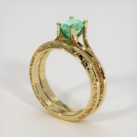 0.77 Ct. Emerald Ring, 18K Yellow Gold 2