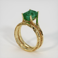 3.10 Ct. Emerald Ring, 18K Yellow Gold 2