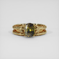 1.97 Ct. Greenish Brown Demantoid Garnet Ring, 18K Yellow Gold 1