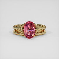 2.91 Ct. Reddish Pink Sapphire Ring, 18K Yellow Gold 1