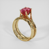 2.91 Ct. Reddish Pink Sapphire Ring, 18K Yellow Gold 2