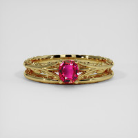 0.53 Ct. Purplish Red Ruby Ring, 18K Yellow Gold 1