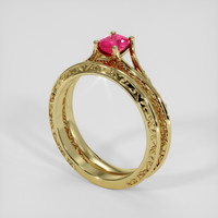 0.53 Ct. Purplish Red Ruby Ring, 18K Yellow Gold 2