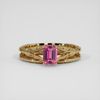 1.08 Ct. Pink Sapphire Ring, 18K Yellow Gold 1