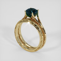 2.08 Ct. Greenish Blue Sapphire Ring, 18K Yellow Gold 2