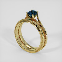 0.84 Ct. Greenish Blue Sapphire Ring, 18K Yellow Gold 2