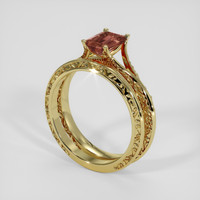 1.85 Ct. Orangish Brown Sapphire Ring, 18K Yellow Gold 2