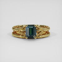 2.22 Ct. Greenish Blue Sapphire Ring, 18K Yellow Gold 1