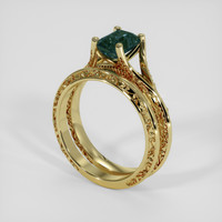 2.22 Ct. Greenish Blue Sapphire Ring, 18K Yellow Gold 2