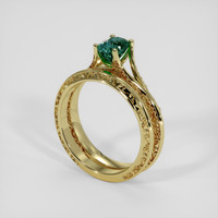 1.00 Ct. Bluish Green Sapphire Ring, 18K Yellow Gold 2