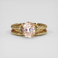 2.21 Ct. Peach Sapphire Ring, 18K Yellow Gold 1