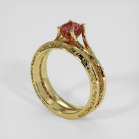 1.08 Ct. Pinkish Brown Sapphire Ring, 18K Yellow Gold 2