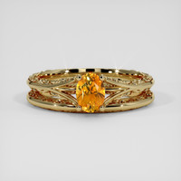 0.57 Ct. Orange Sapphire Ring, 18K Yellow Gold 1