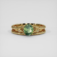 1.32 Ct. Yellowish Green Sapphire Ring, 18K Yellow Gold 1