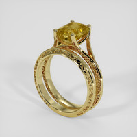 3.55 Ct. Yellowish Brown Sapphire Ring, 18K Yellow Gold 2