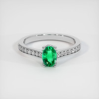 0.58 Ct. Emerald Ring, 18K White Gold 1