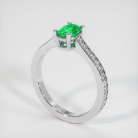 0.58 Ct. Emerald Ring, 18K White Gold 2