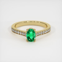 0.58 Ct. Emerald Ring, 18K Yellow Gold 1