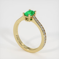 0.58 Ct. Emerald Ring, 18K Yellow Gold 2