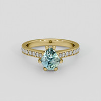 1.44 Ct. Bluish Green Sapphire Ring, 18K Yellow Gold 1