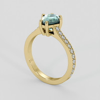 1.44 Ct. Bluish Green Sapphire Ring, 18K Yellow Gold 2