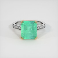 3.97 Ct. Emerald Ring, 18K Yellow & White 1