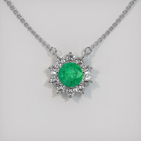 0.99 Ct. Emerald  Necklace - 18K White Gold