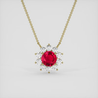 1.11 Ct. Ruby Necklace, 14K Yellow Gold 1