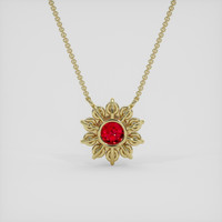 1.11 Ct. Ruby Necklace, 14K Yellow Gold 4