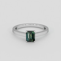 0.92 Ct. Bluish Green Sapphire Ring, Silver 1