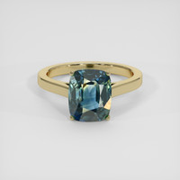 5.02 Ct. Bluish Green Sapphire Ring, 10K Yellow Gold 1