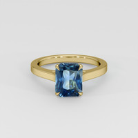 2.54 Ct. Greenish Blue Sapphire Ring, 14K Yellow Gold 1