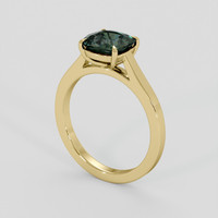 2.43 Ct. Greenish Blue Sapphire Ring, 14K Yellow Gold 2