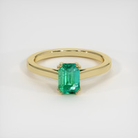 0.89 Ct. Emerald Ring, 18K Yellow Gold 1