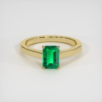 0.91 Ct. Emerald Ring, 18K Yellow Gold 1